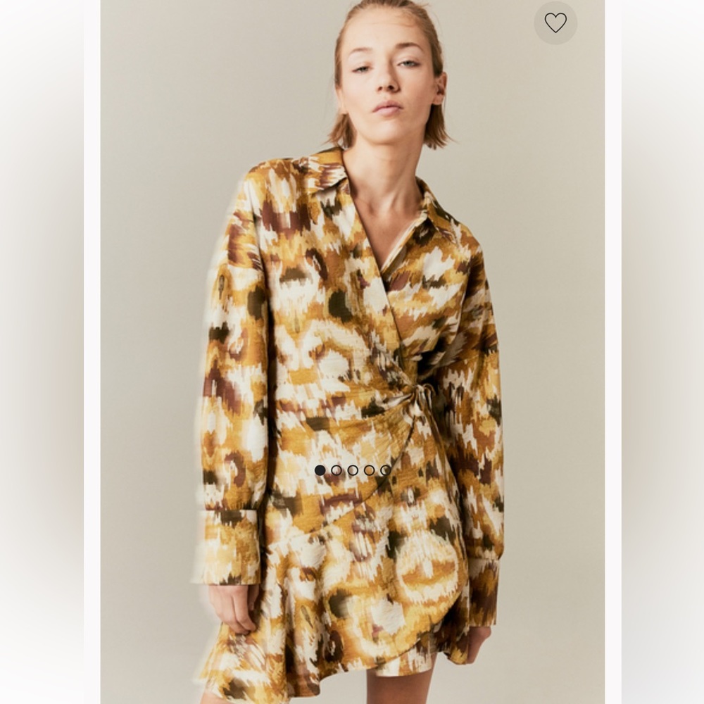 Italian H&M Yellow and Brown Wrap Dress